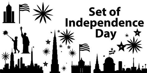 Premium Vector A Set Of Independence Day Silhouette Vector