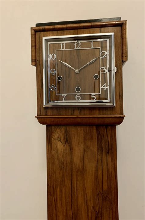 Sold Art Deco Walnut Grandmother Clock Poirot Art Deco Furnishings