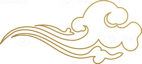 Chinese Cloud Gold Outline Png