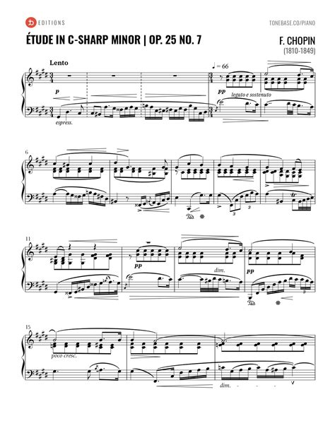 Chopin Etude Op 25 No 7 In C Sharp Minor Free Piano Sheet Music