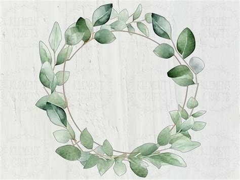 Eucalyptus Wreath Clip Art Pack 7 Designs Watercolor Etsy