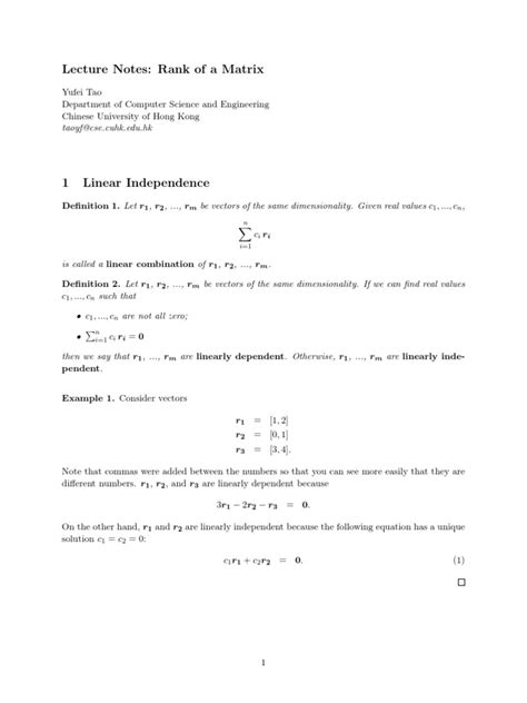 Matrix Rank | PDF | Matrix (Mathematics) | Mathematical Physics