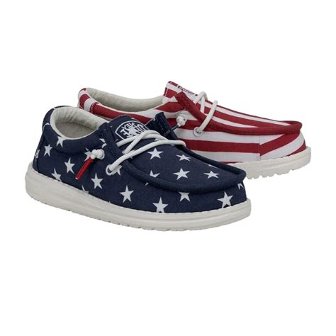 Hey Dude Wally Youth Patriotic American Flag Slip On Shoes 40046 9cw