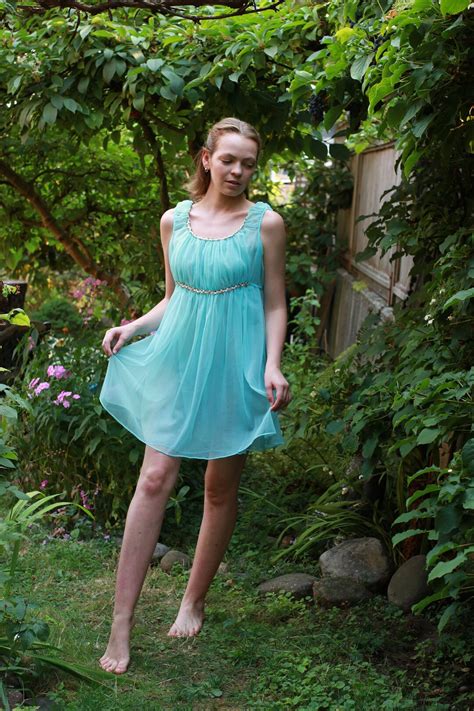 Vintage S Grecian Style Blue Floral Applique Trim With Bodice Tie Baby Doll Lingerie Etsy