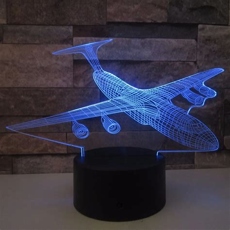 Aircraft 3D Night Light LED Remote Touch Airplane Table Lamp Fighter 3D ...