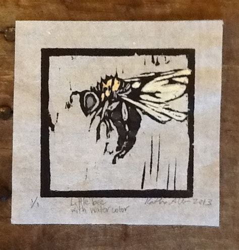 Little Bee Woodcut With Watercolor Etsy Woodcut Woodcuts Prints