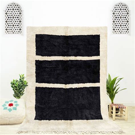 Beni ourain rugs, Black and White Geometric Rug 3116