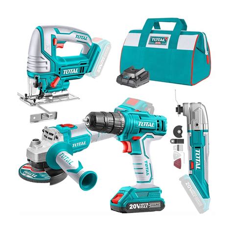 COMBO TOTAL TALADRO AMOLADORA CALADORA RENOVATOR 20V TOTAL TOOLS