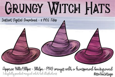 Grungy Pink Witch Hat Illustrations Graphic By Retroteacottage · Creative Fabrica