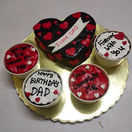 Order Heart Shape Chocolate Cake With Cup Cake Buy And Send Heart