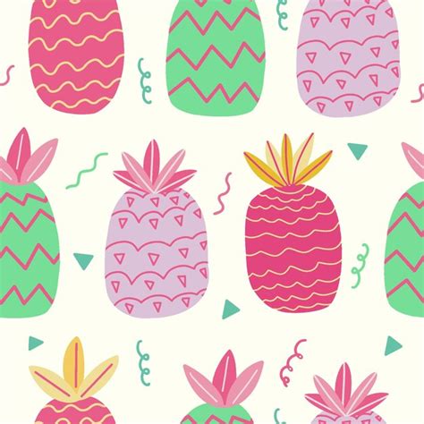 Premium Vector Colorful Pineapple Summer Seamless Pattern