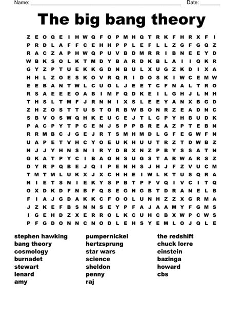 Big Bang Theory Word Search Puzzles Printable Word Search Maker