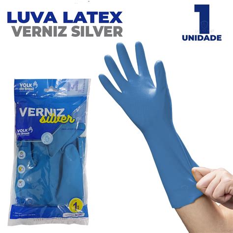 Luva de Proteção Latex Verniz Silver Azul Volk do Brasil Shopee Brasil