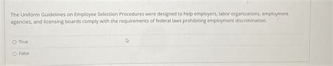 Solved The Uniform Guidelines On Employee Selection Chegg