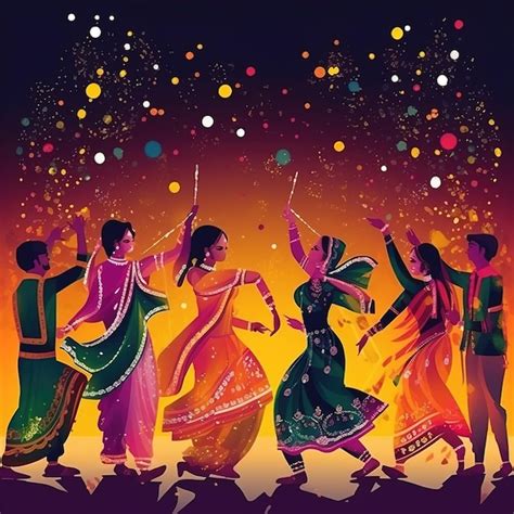 Premium Photo Dandiya Night Celebration On Navratri