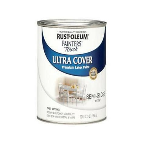 Rust Oleum Painters Touch Ultra Cover Semi Gloss White Paint Indoor And