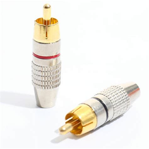 10 Pcs RCA Plug Audio Video Locking Cable Male Connector Gold Plated