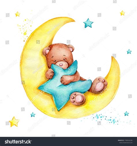 Cute Cartoon Teddy Bear Sleeping On Stock Illustration 1798926238