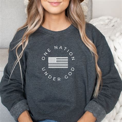 One Nation Under God Sweatshirt Patriot Sweater Christian Etsy