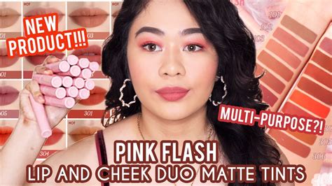 New Product Pink Flash Multi Purpose Lip And Cheek Duo Matte Tint Complete Swatches And