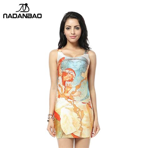 Nadanbao Bandage Dresses The Slav Epic Tank Dress Digital Print Mini