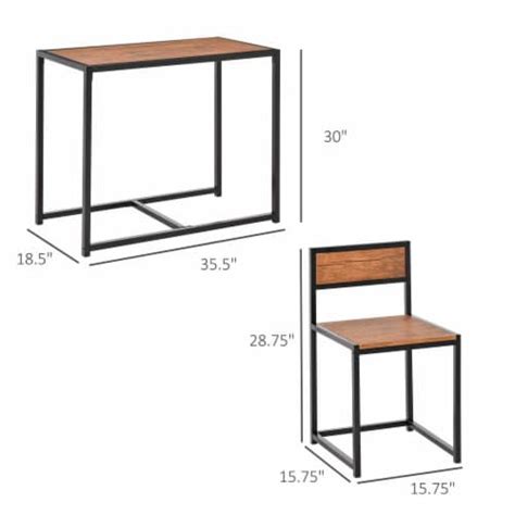 Industrial 3pc Dining Table 2 Chair Set For Small Space Dining Room