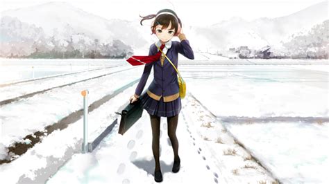 winter, Snow, School Uniform, Original Characters, Anime Girls Wallpapers HD / Desktop and ...