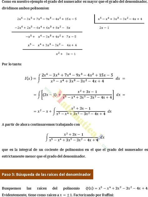 Integraci N Por Fracciones Parciales Pdf Ejercicios Y Ejemplos Resueltos