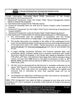 Fillable Online Pitb Gov Archived Tender Documents Fax Email Print