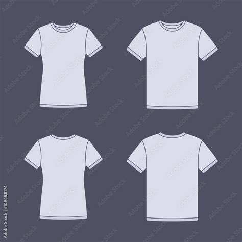 Mens And Womens White Short Sleeve T Shirts Templates Front And Back