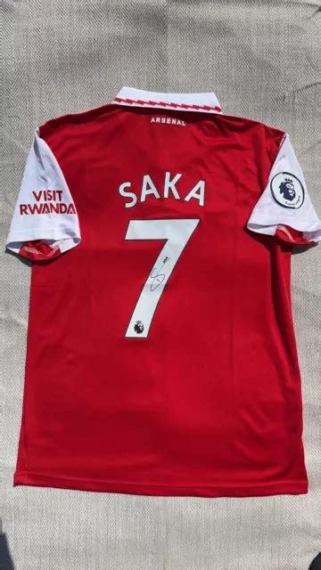 Bukayo Saka Hand Signed Arsenal Home Shirt Genuine Autograph