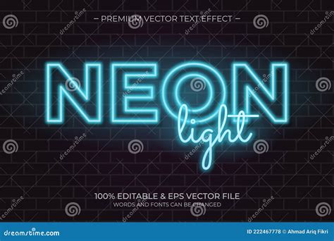 Neon Light Text Effect Editable Retro And Glowing Text Stock Vector