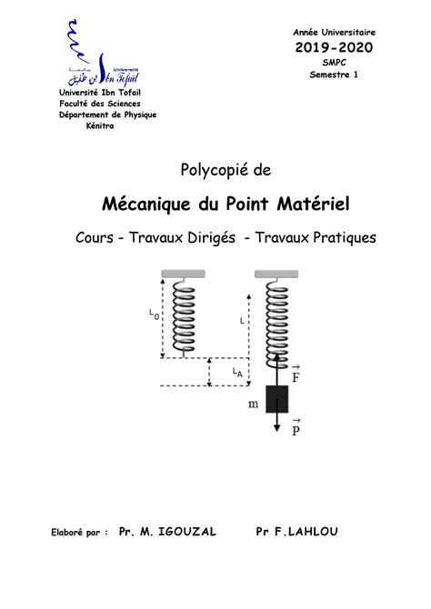 Partie 1 Cours Mécanique du Point Matériel SMPC S1 Fac Studocu
