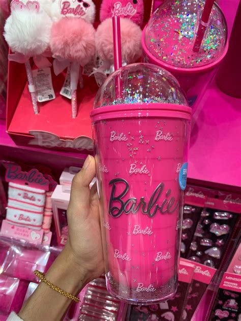 Miniso Barbie Pink Glitter Water Tumbler Bottle Furniture Home