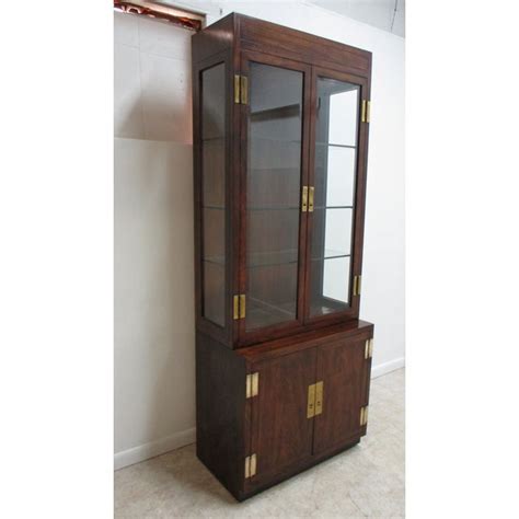 1980s Henredon Scene One Campaign Hutch Display Cabinet Chairish