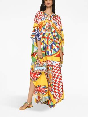 Dolce Gabbana Banana Leaf Print Tie Neck Chiffon Dress Shopstyle