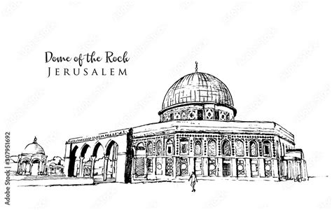 Drawing Sketch Illustration Of Dome Of The Rock Stock Vector Adobe Stock