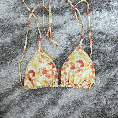 Orange And Yellow Floral Bikini This Has Been Worn Depop