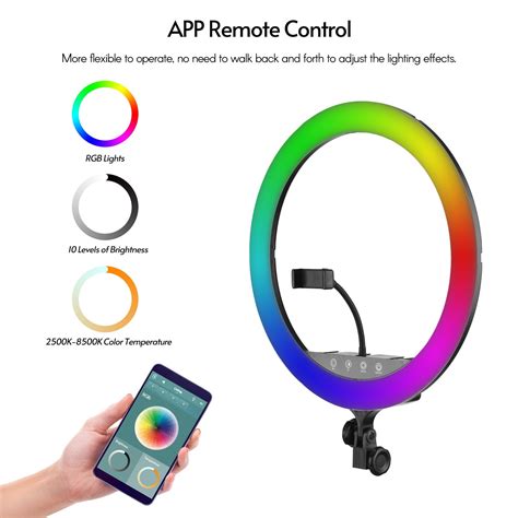 Andoer Inch Rgb Ring Light Kit With Led Selfie Ring Light K