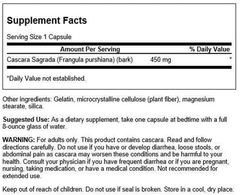 Swanson Cascara Sagrada Milligrams Capsules