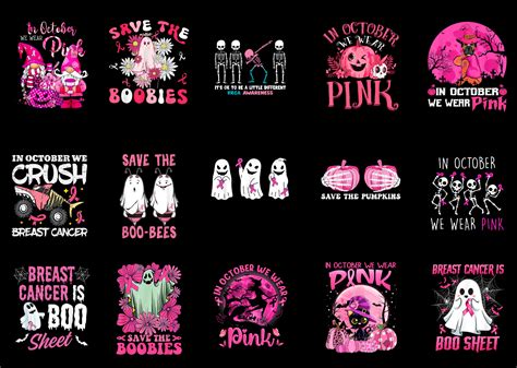 15 Breast Cancer Halloween Shirt Designs Bundle For Commercial Use Part ...