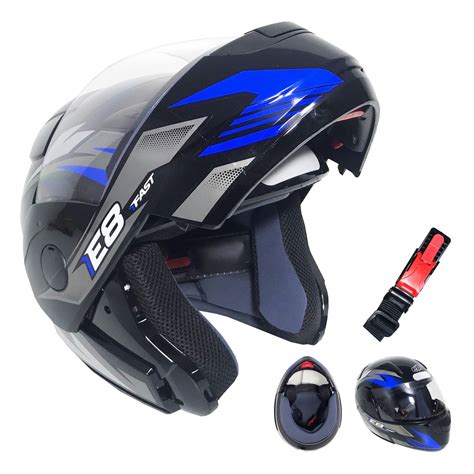 Capacete Moto Robocop Articulado E08 Fast Preto E Azul Ebf Shopee Brasil