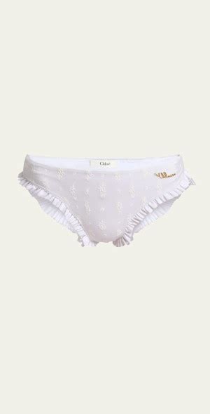 Chloe Ruffle Trim Eyelet Bikini Bottoms