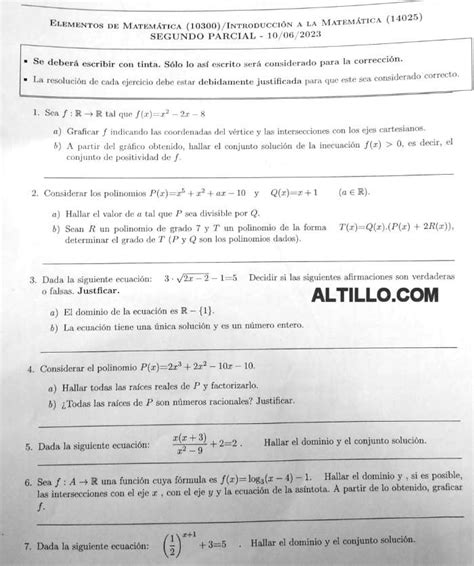 2º Parcial E Elementos de Matemática 2023 UNLU