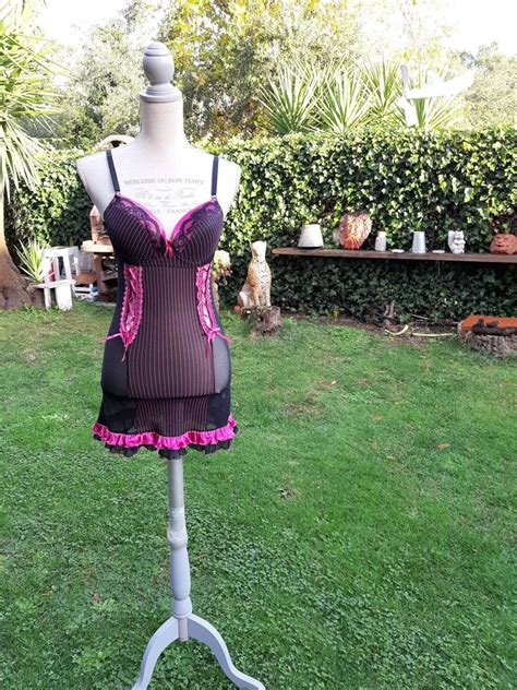 Corset Vintage Sex Chic Burlesque Fuchsia Black Black And Pink Woman