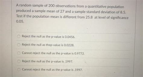 Solved A Random Sample Of Observations From A Chegg