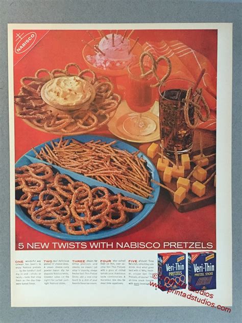 1960 Nabisco Pretzels Print Ad Veri Thin Pretzel Sticks Etsy