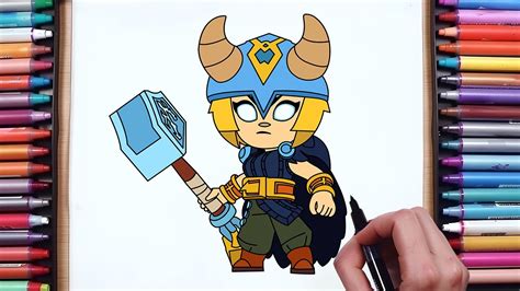 How To Draw Thor Bibi From Brawl Stars New Bibi Skin Step By Step