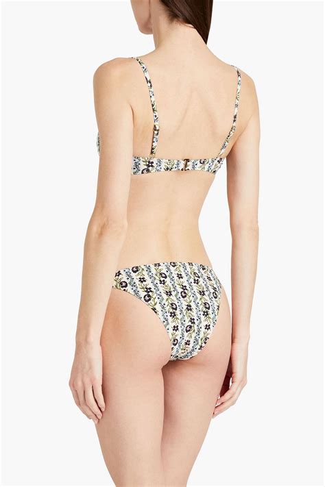 Ecru Floral Print Low Rise Bikini Briefs Tory Burch The Outnet