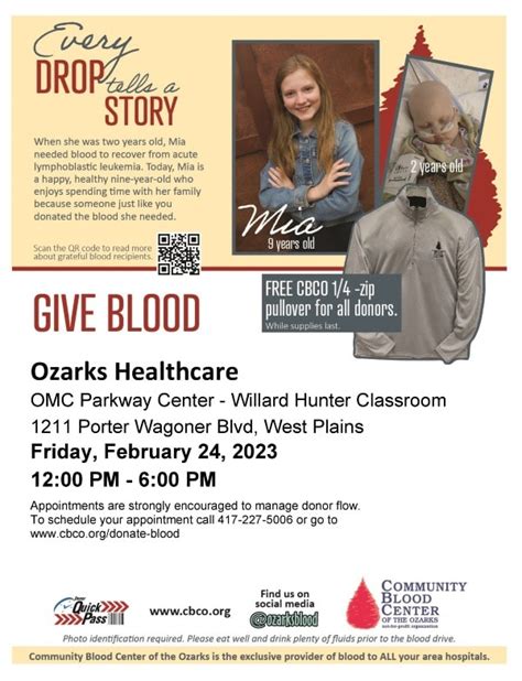 Every Drop Tells A Story Ozarks Healthcare And Community Blood Center